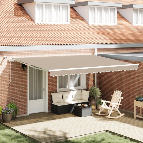 VidaXL automatska uvlačiva tenda s LED svjetlom bež 450x300 cm, tenda zamjenska tkanina za okvir 4.5x3 m bež Slike