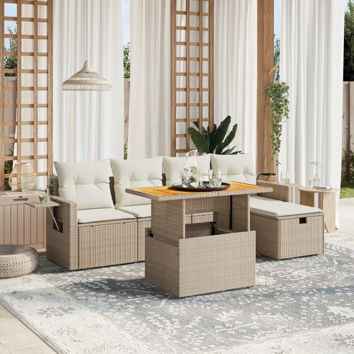 vidaXL 6-dijelni set vrtnih sofa s jastucima bež od poliratana Cijene