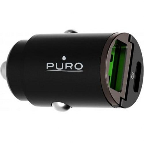 Puro Mini avtomobilski polnilec z dvojnim USB A C PD 30 W, ?rna, (20271310) Cene