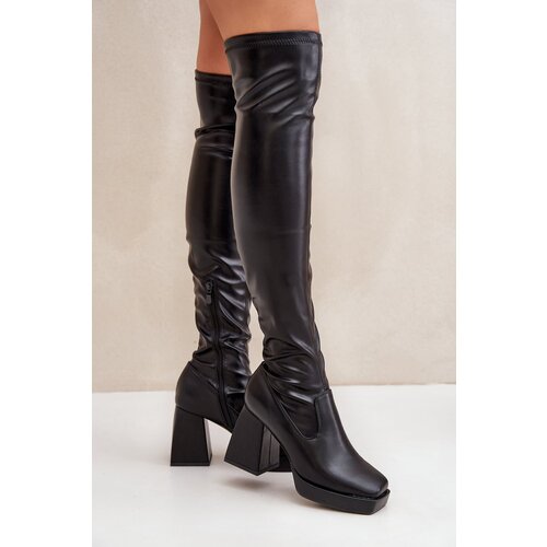 FS1 Fitted knee-high heeled boots dark brown Sanniraen Slike
