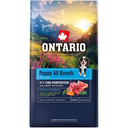 Ontario Puppy All Breeds Monoprotein - tuna in sladki krompir 6,5 kg Cene