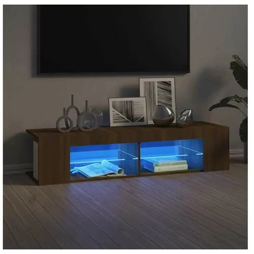  TV omarica z LED lučkami rjavi hrast 135x39x30 cm