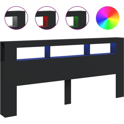 Maison Chic LED Posteljno vzglavje - Vzglavna omarica - Nočna omarica črno 220x18,5x103,5 cm inženirski les, (21709881) Cene