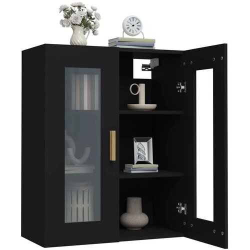 vidaXL Viseča stenska omarica črna 69,5x34x90 cm Cene