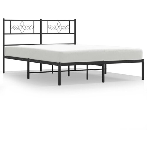 Maison Chic Kovinski Posteljni okvir - Dvoposteljna postelja - Zakonska postelja z vzglavjem črn 120x200 cm, (21692547) Slike