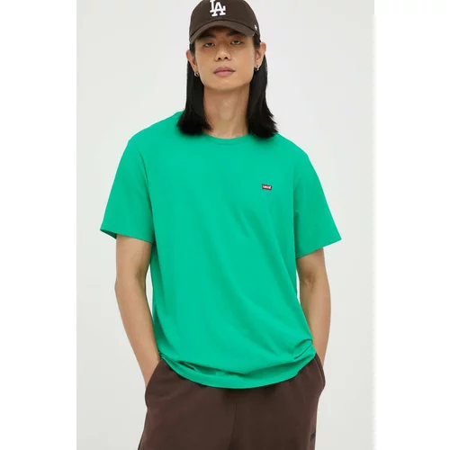 Levi's Bombažna kratka majica zelena barva