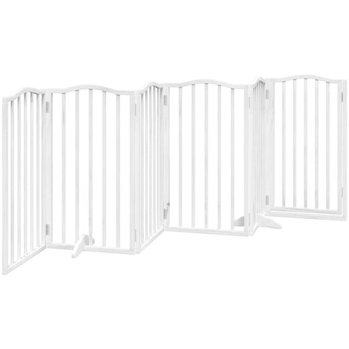  Vrata za pse s vrata&amp;scaron;cima 6 panela sklopiva 300 cm drvo topole Bijela 50 x 90 x 2 cm Slike