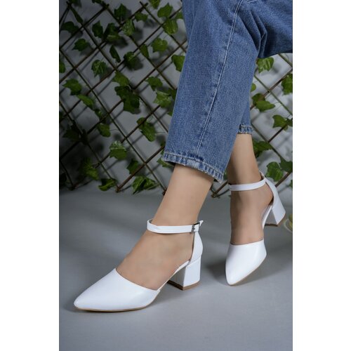 Riccon Women's Heeled Shoes 00123801 White Skin Slike