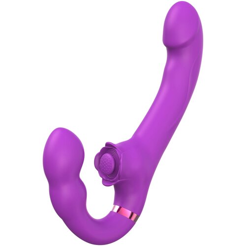 SuperLove Strapless Strap-On with Dual Vibrations, Flapping & Remote Purple Cene