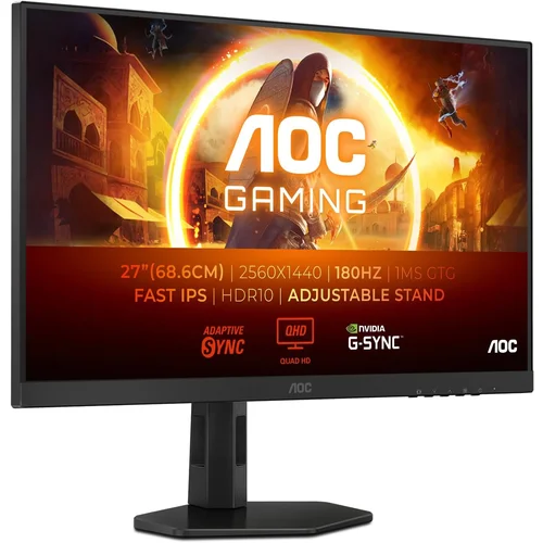 AOC Monitor Q27G4XF – 27” Fast IPS, 2560×1440, 180Hz, HDR10, Adaptive Sync, 0.5ms