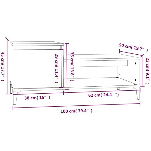  Stolić za kavu boja sivog hrasta 100x50x45 cm konstruirano drvo Siva Slike