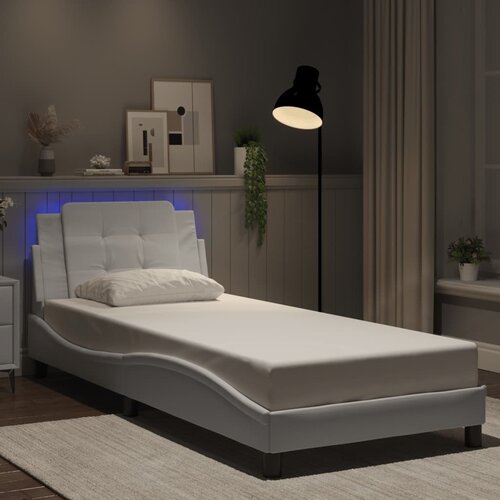 Furnova Posteljni okvir z LED lučkami bel 90x200 cm umetno usnje, (21934741) Slike