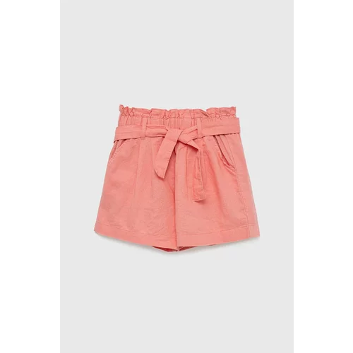 United Colors Of Benetton Dječje lanene kratke hlače boja: ružičasta, glatki materijal