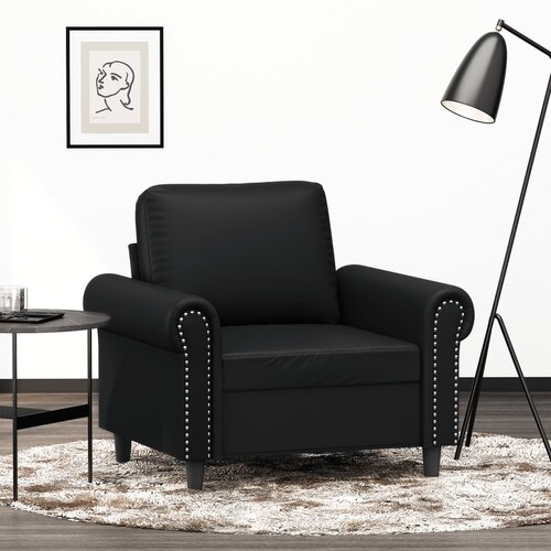  The Living Store Fotelj črn 60 cm umetno usnje - Enosed, (21450880) Cene