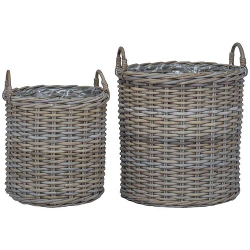  Vazon ko&amp;scaron; s pohranom 2 pcs Siva Lacak ratan - Siva Slike