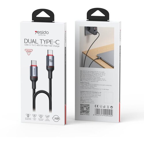  USB-C na USB-C kabel Yesido CA185 240 W 200 cm crni Slike