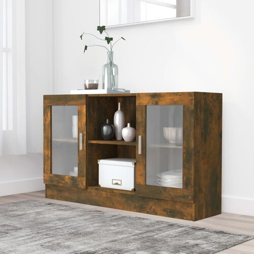 The Living Store Vitrina dimljeni hrast 120x30,5x70 cm konstruiran les - Vitrina, (21662143) Slike