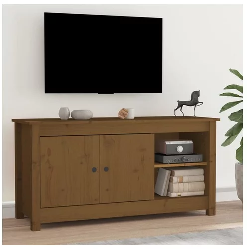  TV omarica medeno rjava 103x36,5x52 cm trdna borovina