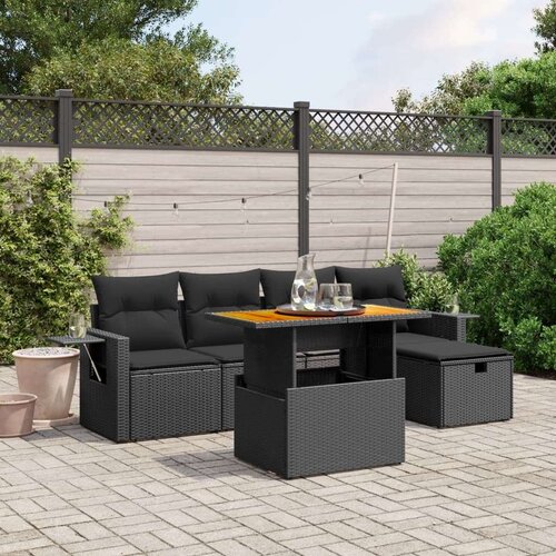  6-dijelni set vrtnih sofa s jastucima crni od poliratana Cijene