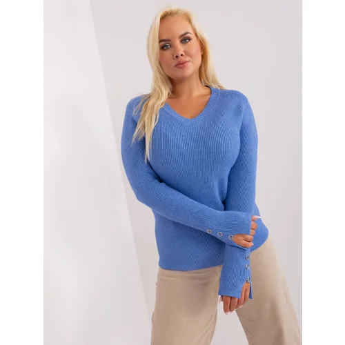 Fashion Hunters Blue Plus Size Fitted Sweater