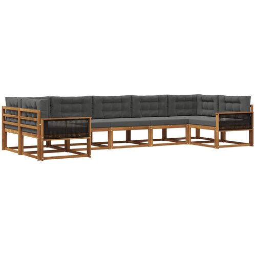 vidaXL Zunanja garnitura za sedenje 7 pcs Naravna in antracitna, (5000280600) Cene