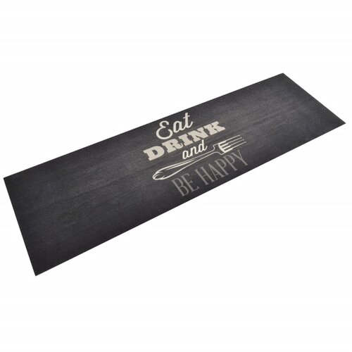 VidaXL Kuhinjski tepih perivi s natpisom crni 60 x 180 cm bar&amp;scaron;unasti Slike