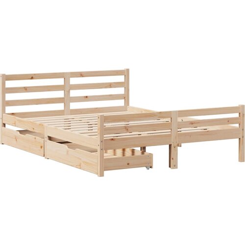 VidaXL Posteljni okvir s predali 140x190 cm trdna borovina, (21337906) Slike