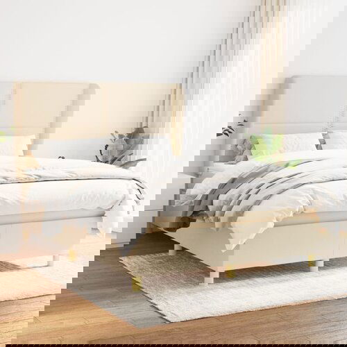 The Living Store Box spring postelja z vzmetnico krem 140x190 cm blago - Box Spring Postelja, (21513126) Cene