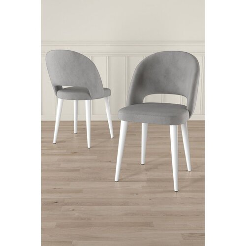 Hanah home set trpezarijskih stolica Pane 6 kom, siva tkanina Babyface, bele metalne noge Cene