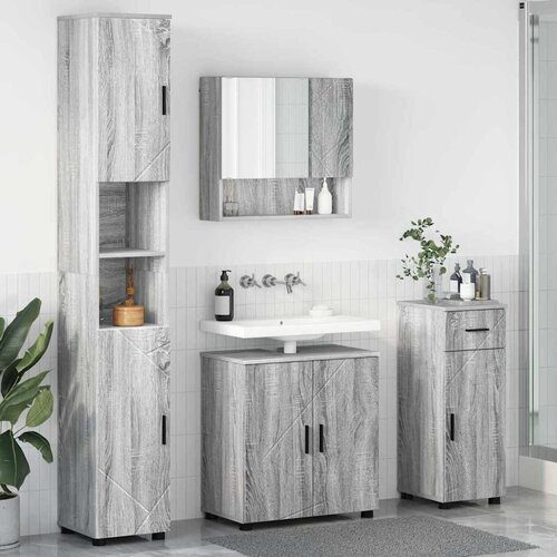 vidaXL Set namještaja za kupaonicu s ladicama 4 pcs Sivi hrast sonoma Cene