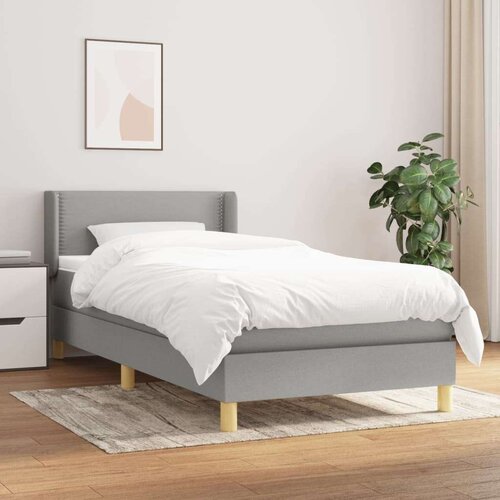  Box spring postelja z vzmetnico svetlo siva 80x200 cm blago, (20726251) Slike