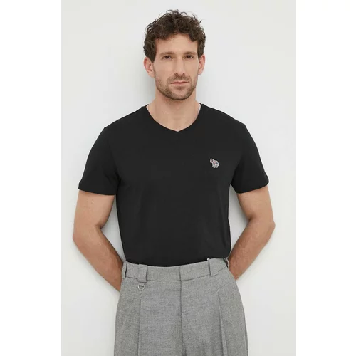 PS Paul Smith Pamučna majica za muškarce, boja: crna, s aplikacijom