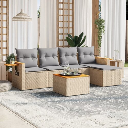 vidaXL 6-dijelni set vrtnih sofa s jastucima bež od poliratana Cijene