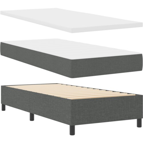 VidaXL Krevet sa oprugom s madracem i LED tamno siva 90x190 cm tkanina Slike