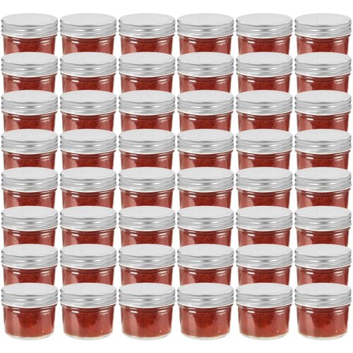 vidaXL Stekleni kozarci s srebrnimi pokrovi 48 kosov 110 ml Cene