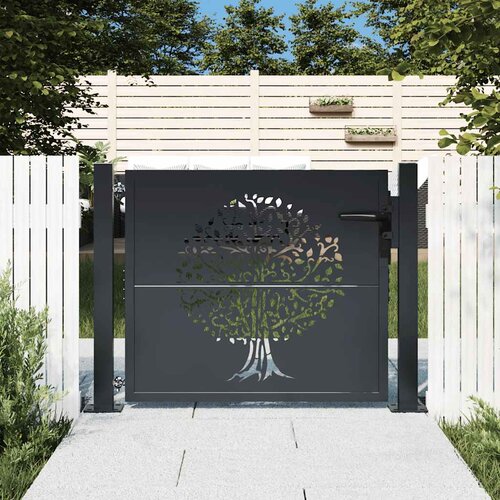  Vrtna vrata antracit 100x100 cm čelična dizajn stabla Cene