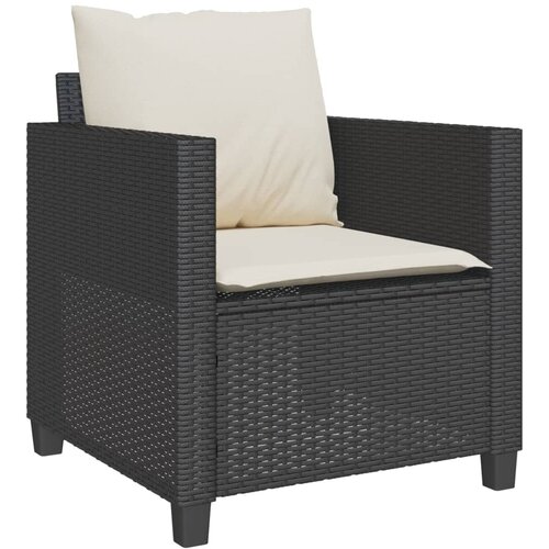  3-dijelni bistro set s jastucima crni od poliratana Slike
