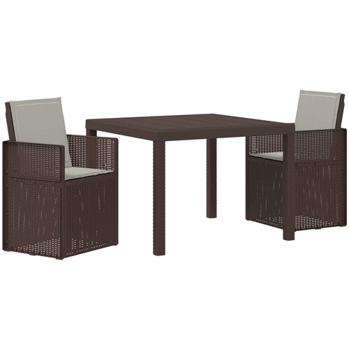 vidaXL Komplet za jedilnico v vrtu 3 pcs Rjava in svetlo siva PP, (5000293247) Cene