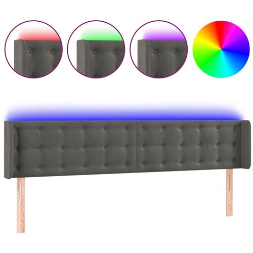 Maison Chic led posteljno vzglavje - vzglavna omarica - nočna omarica temno sivo 183x16x78/88 cm žamet, (21709190) Slike
