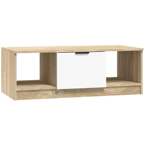 Maison Chic Klubska mizica - kavna mizica - Nizka mizica bela in sonoma hrast 102x50x36 cm konstr. les, (21755286) Slike