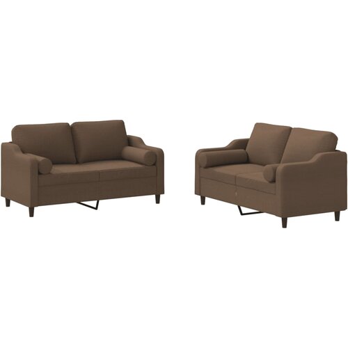  2-dijelni set sofa s jastucima smeđi od tkanine Slike