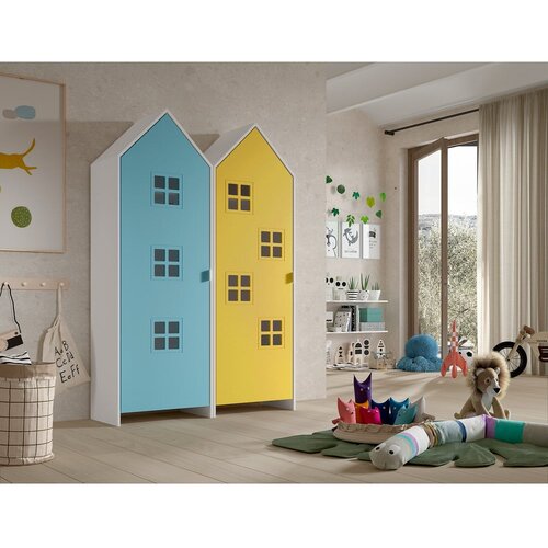 Vipack Rumena/svetlo modra otro&amp;scaron;ka garderobna omara 115x171,5 cm CASAMI BRUGES &amp;ndash; Slike
