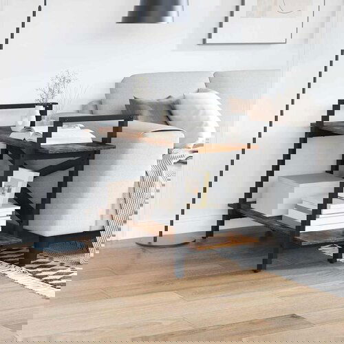 VidaXL Polica Dimljeni hrast 100 x 33,5 x 64 cm Konstruirano drvo Slike