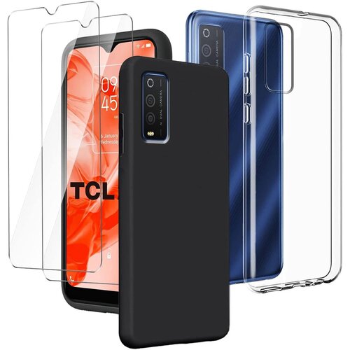 NIKCORP Za&scaron;čitni komplet za TCL 205, prozoren in črn silikonski ovitek ter 2x kaljeno za&scaron;čitno steklo za zaslon, TPU etui, (5000139128) Cene