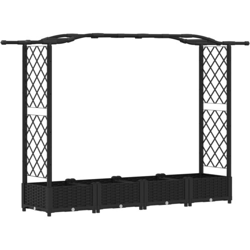 vidaXL Dvignjeno ležišče s trellisom in streho Črna 207 x 40 x 126 cm, (5000287886) Cene