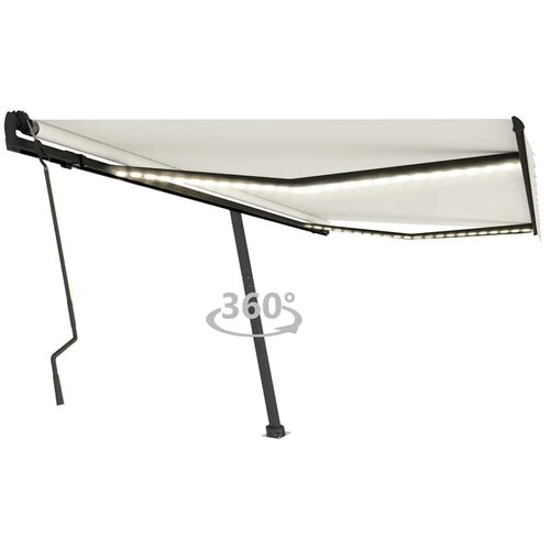 vidaXL ročno zložljiva tenda z led lučkami 400x300 cm krem Cene