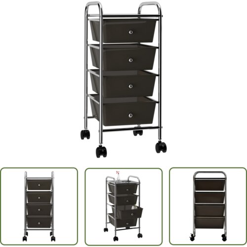 The Living Store Premični voziček s 4 predali črna plastika - Voziček Za Shranjevanje, (21738131) Cene