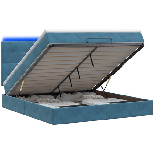  od pjene s madracem i LED-om Tamno plava 140 x 190 cm Slike