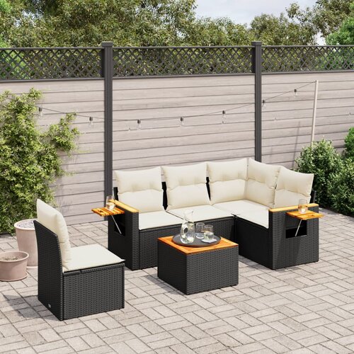 vidaXL 6-dijelni set vrtnih sofa s jastucima crni od poliratana Cijene