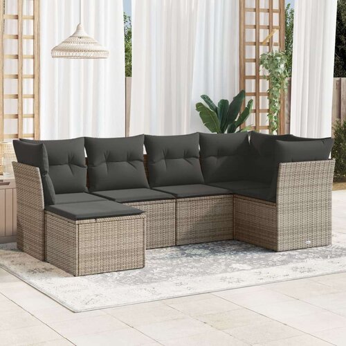  6-dijelni set vrtnih sofa od poliratana s jastucima sivi Cene